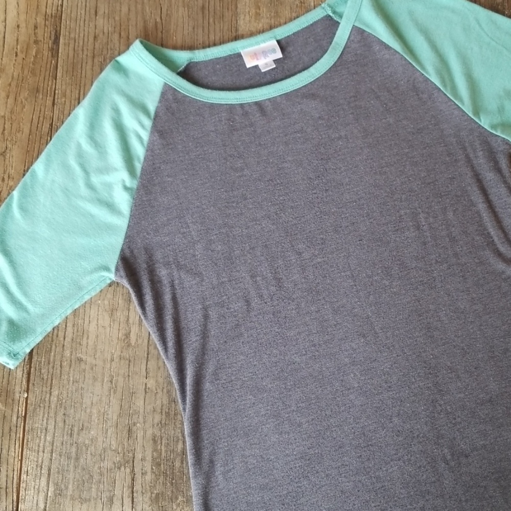 Lularoe Julia Dress baseball style Mint/Teal and G